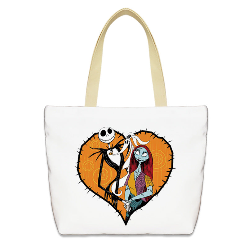 Bolso de lona con diseño de calabaza de Halloween para mujer