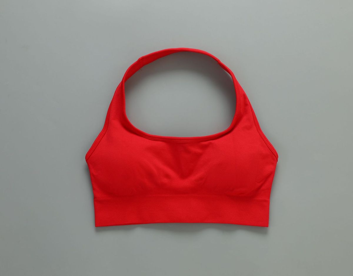 Women Fashion Solid Color Seamless Halter-Neck Bra