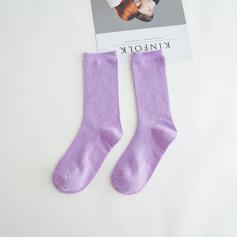 Chaussettes tube simples et tendance pour femmes, couleur unie