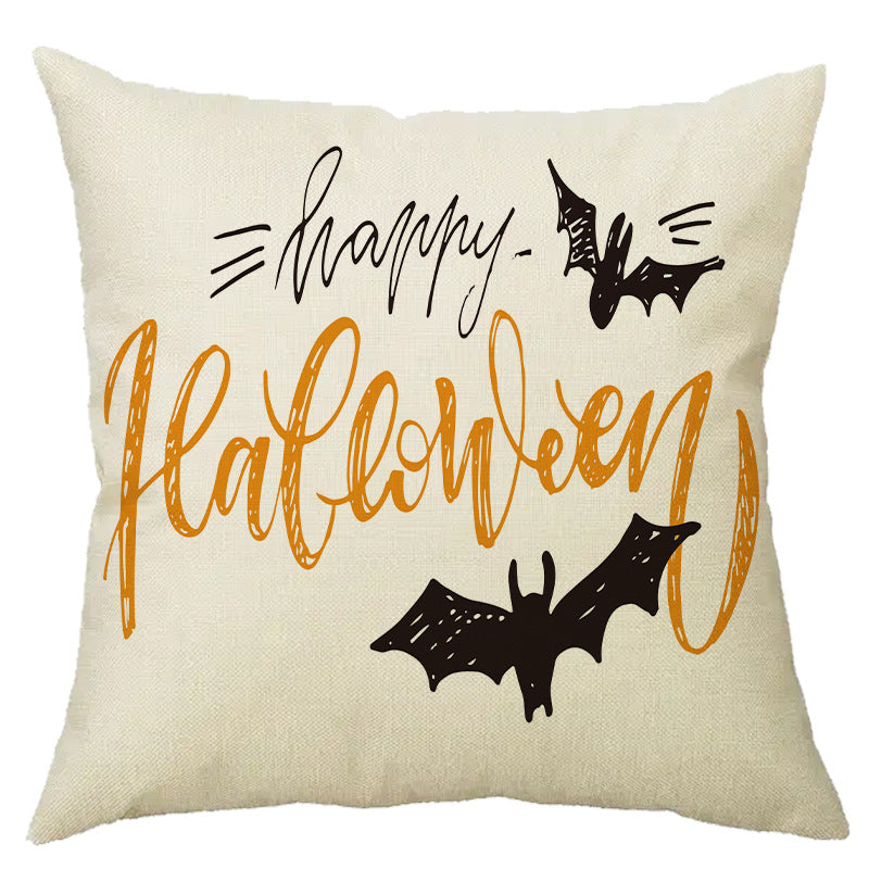 Halloween Pumpkin Skull Print Linen Sofa Cushion Cover