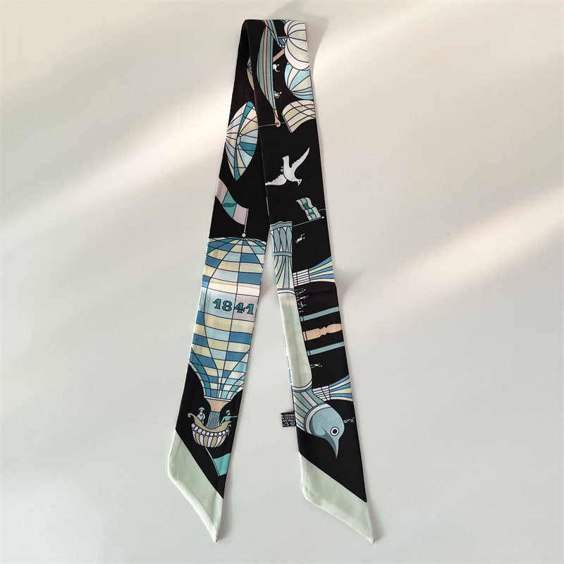 Fashion Printed Ribbon Tie Bag Handle Scarf