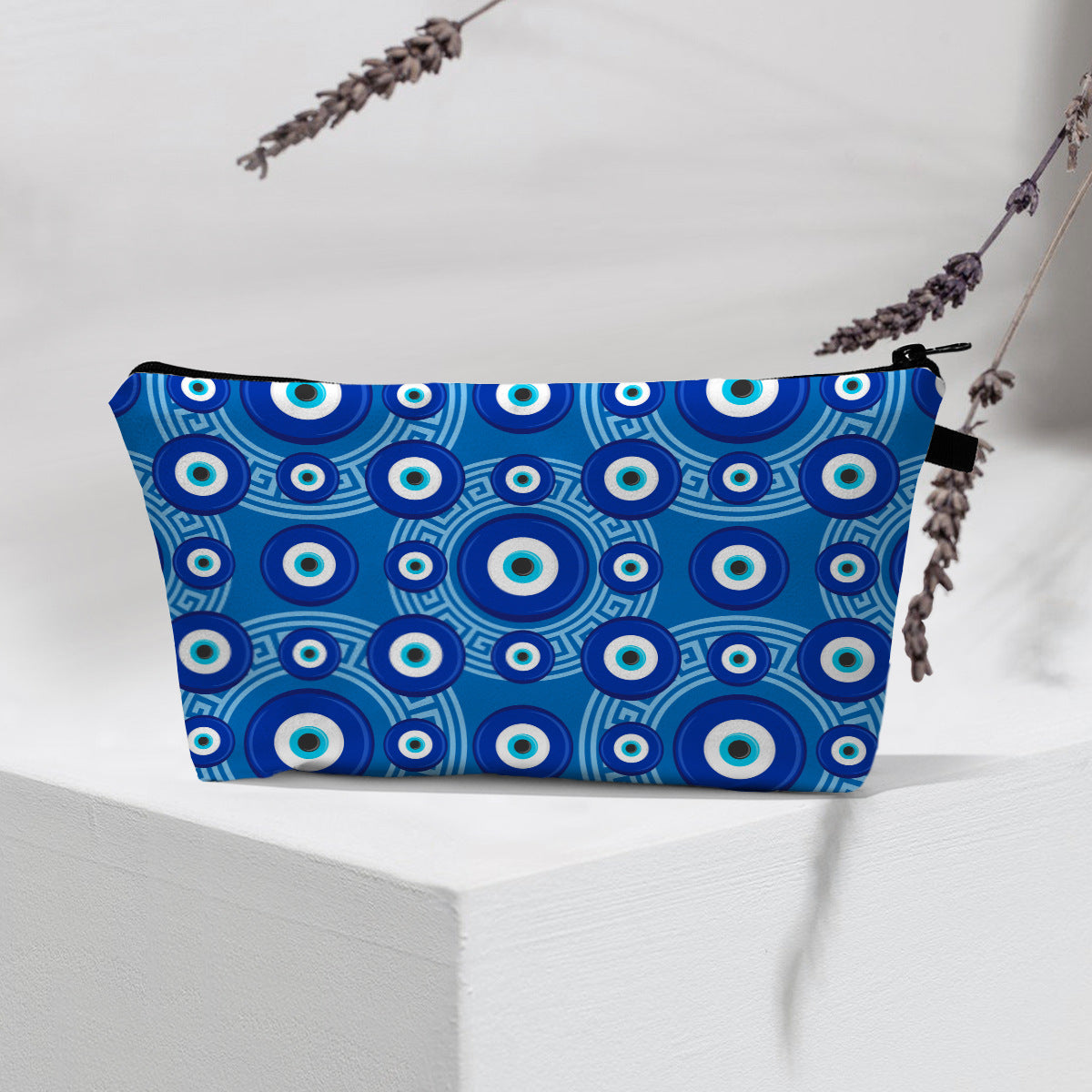 Bolsa de cosméticos portátil con diseño de mal de ojo para mujer