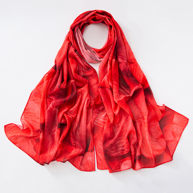 Women Summer Spring Floral Chiffon Long Scarf