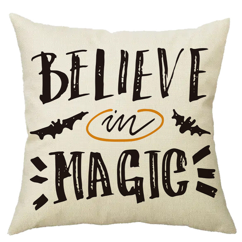 Halloween Pumpkin Skull Print Linen Sofa Cushion Cover