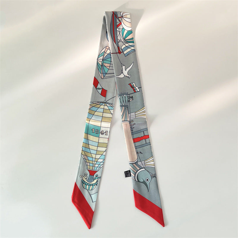 Fashion Printed Ribbon Tie Bag Handle Scarf
