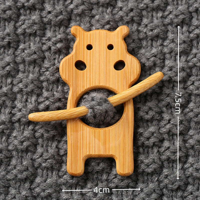 Broches en bois représentant des animaux pour la mode féminine