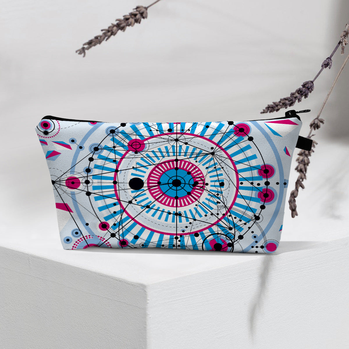 Bolsa de cosméticos portátil con diseño de mal de ojo para mujer