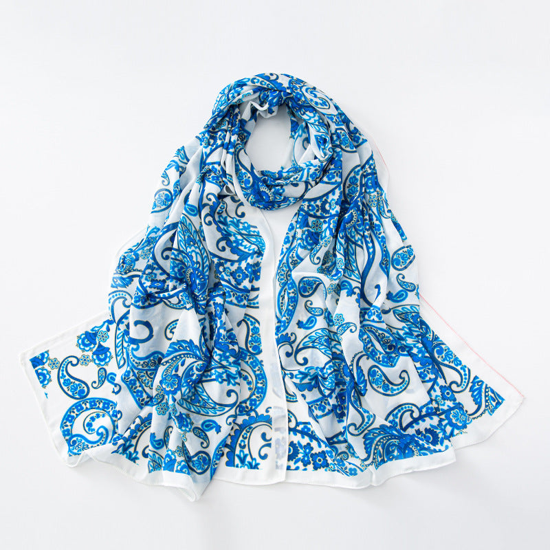 Women Summer Spring Floral Chiffon Long Scarf