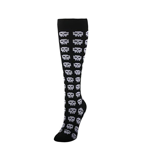 Chaussettes de sport de compression amusantes pour femmes avec motif tête de mort pour Halloween
