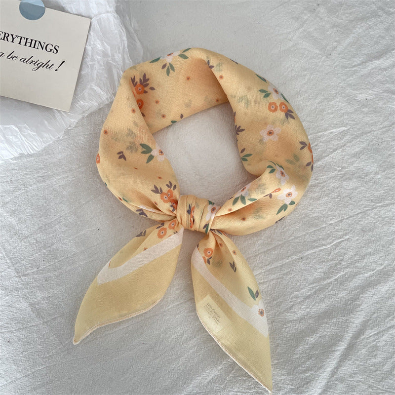 Summer Women Fashion Cotton Linen Floral Scarf