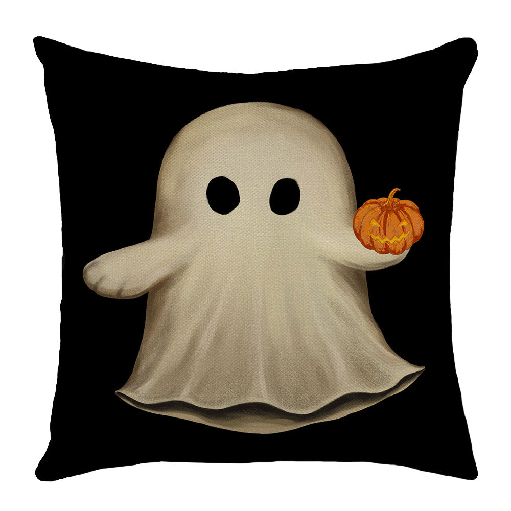 Halloween Cartoon Ghost Pumpkin Print Sofa Cushion Cover