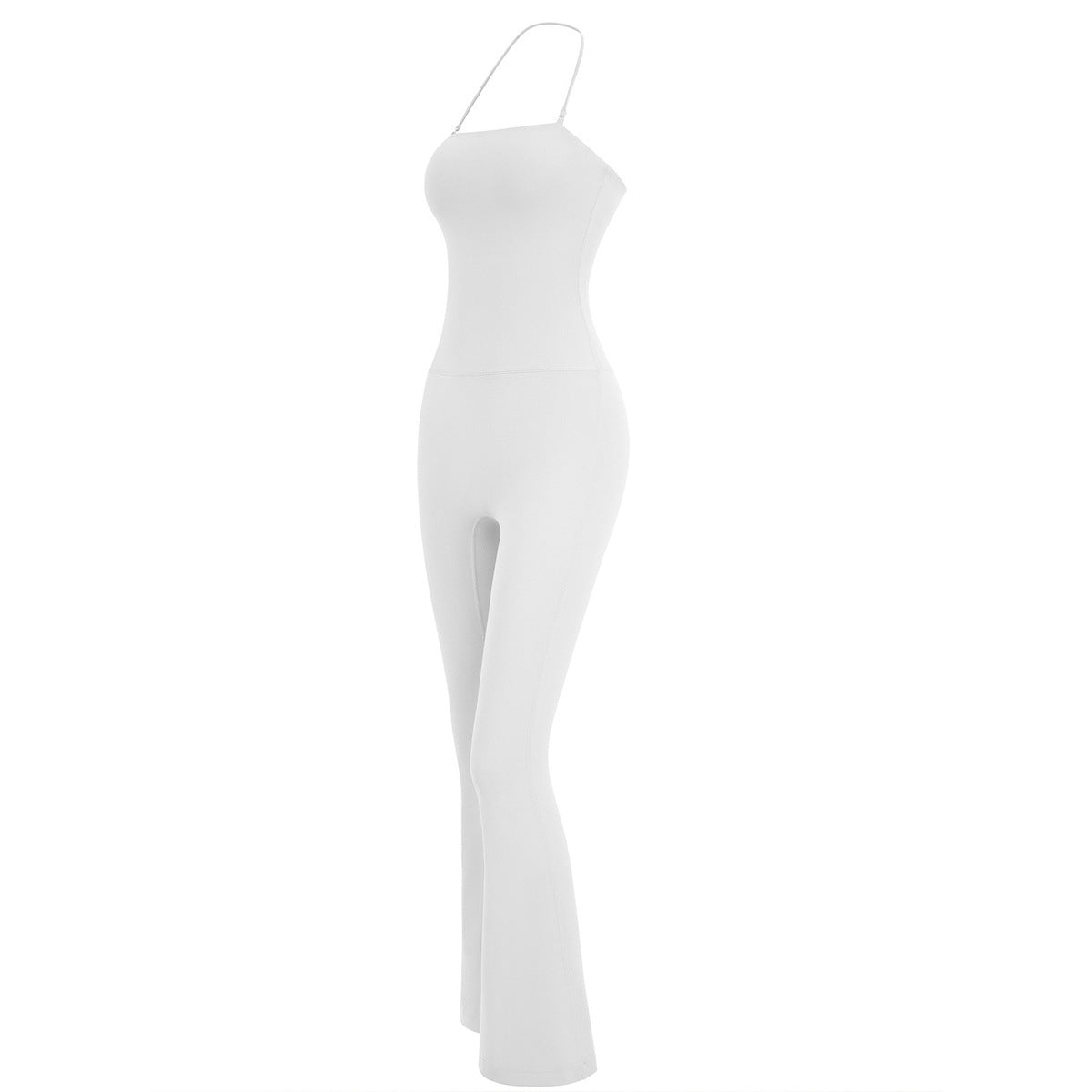Women Yoga Solid Color Neck Sports Jumpsuits