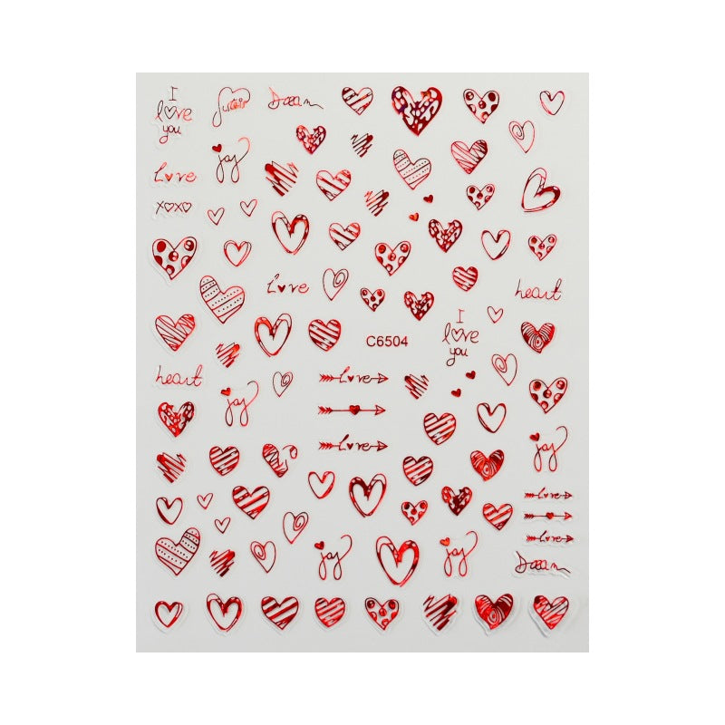 Autocollants pour ongles Love Laser Red pour la Saint-Valentin
