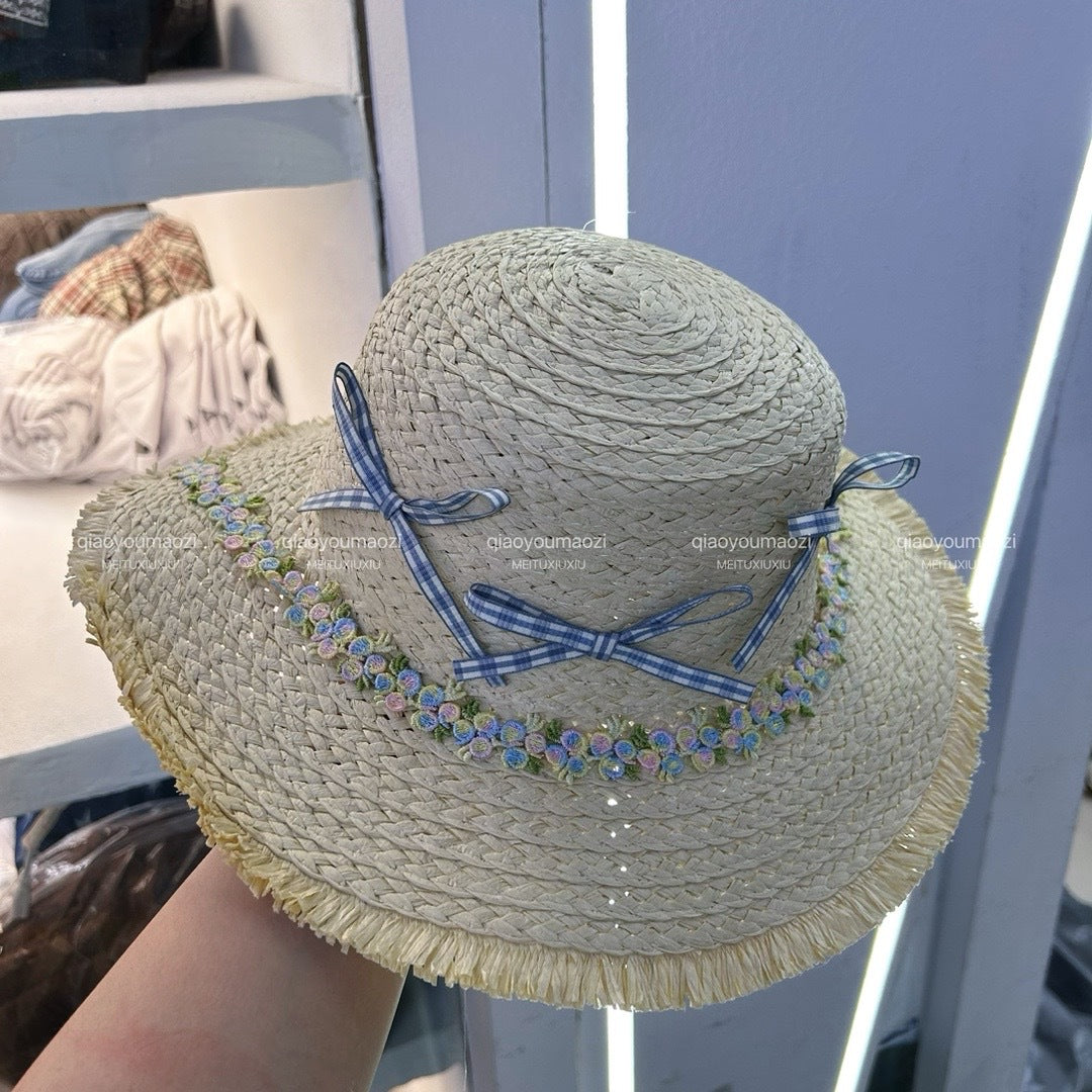 Sombrero de playa tejido de paja de moda de verano para mujer