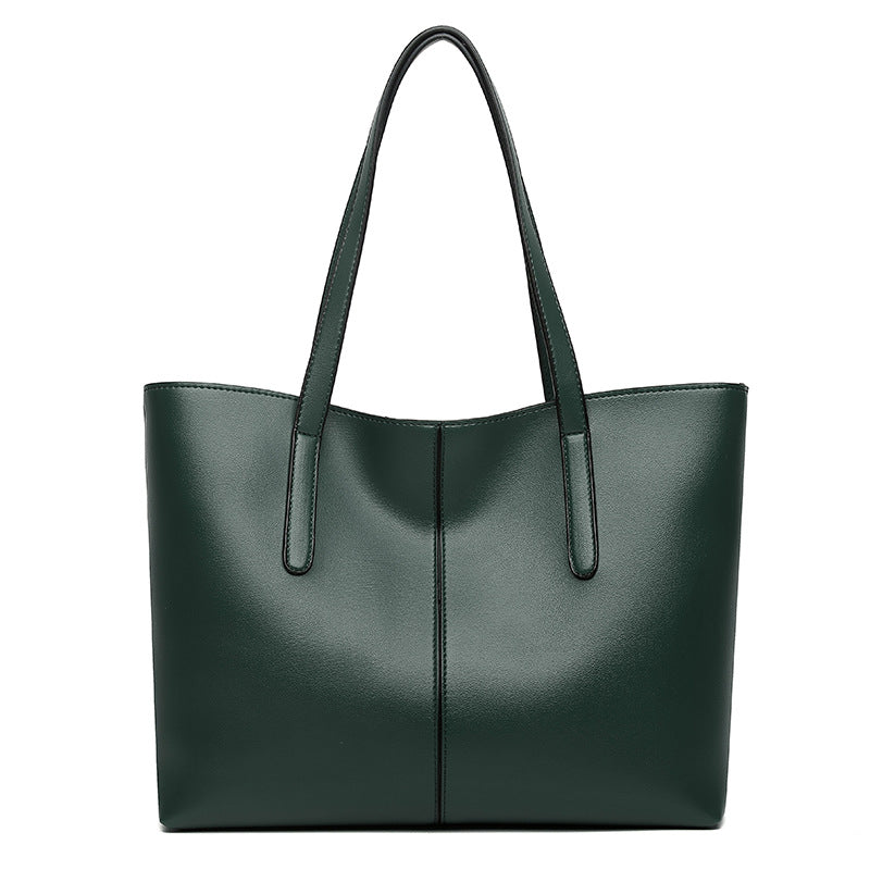 Sac fourre-tout en PU de grande capacité pour femme, couleur unie, avec fermeture éclair