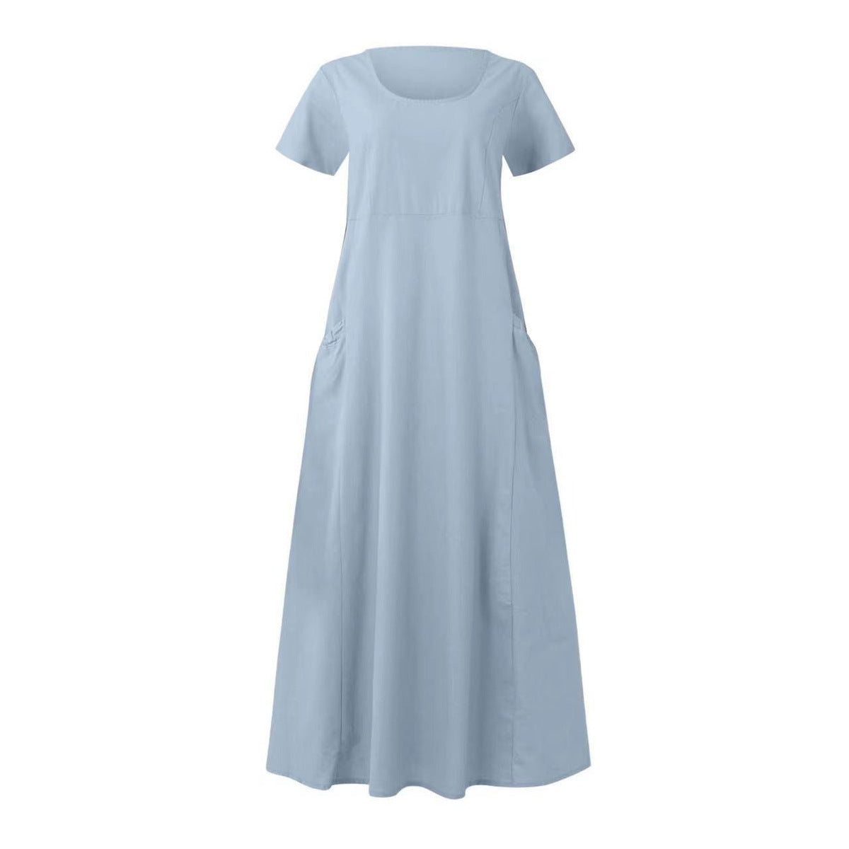 Vestido casual de lino y algodón de color liso para mujer