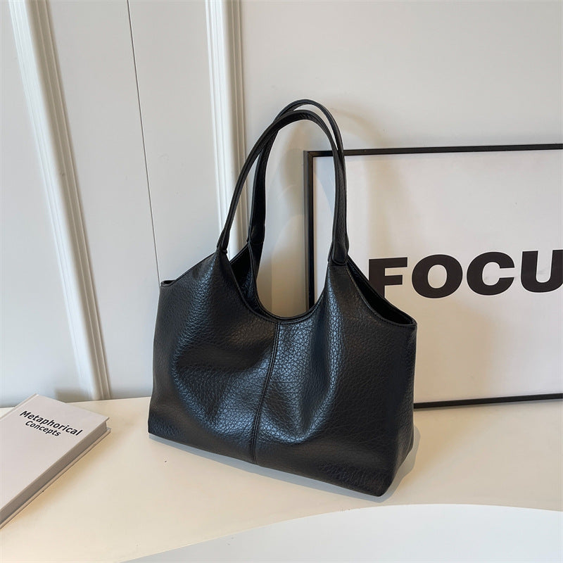 Sac fourre-tout décontracté simple de grande capacité pour femme, couleur unie