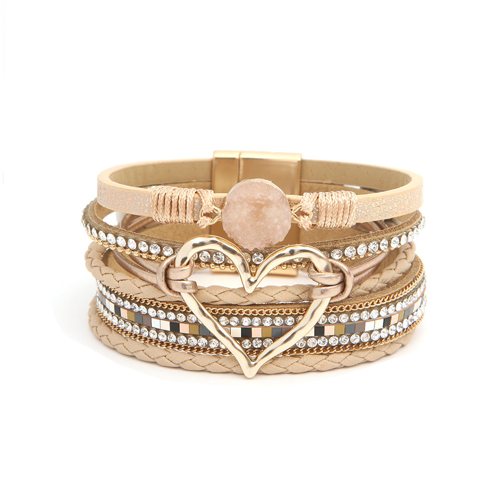Bohemian Multi-Layer Leather Heart Bracelet