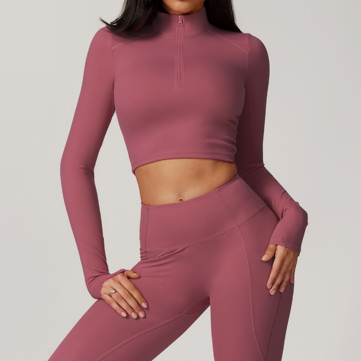 Women Casual Long Sleeve Yoga Top Cotton Polyamide Blend