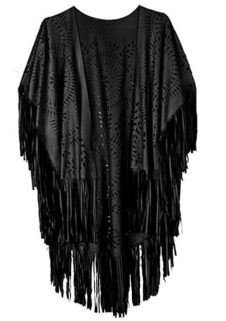 Chal de gamuza con borlas para mujer, estilo bohemio, de verano