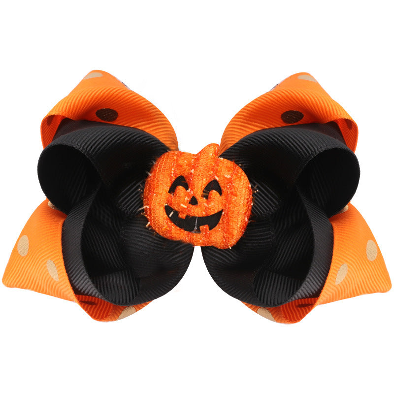 Pince à cheveux citrouille avec nœud pour enfants, accessoires pour cheveux d'Halloween