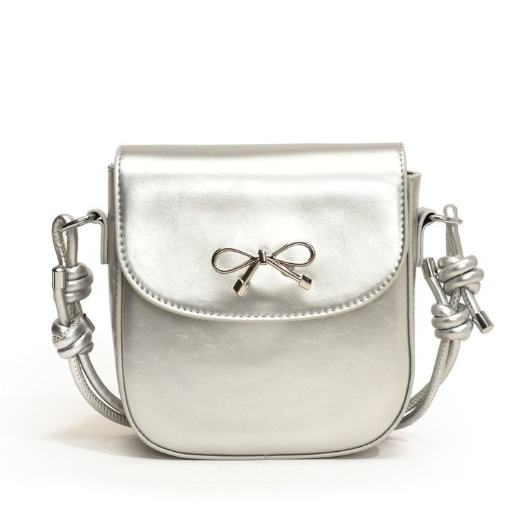Fashion Solid Color Bow Flip Mini Crossbody Bag