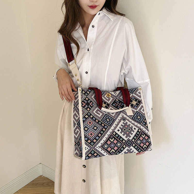 Bolso de mano de lona de gran capacidad a la moda para mujer