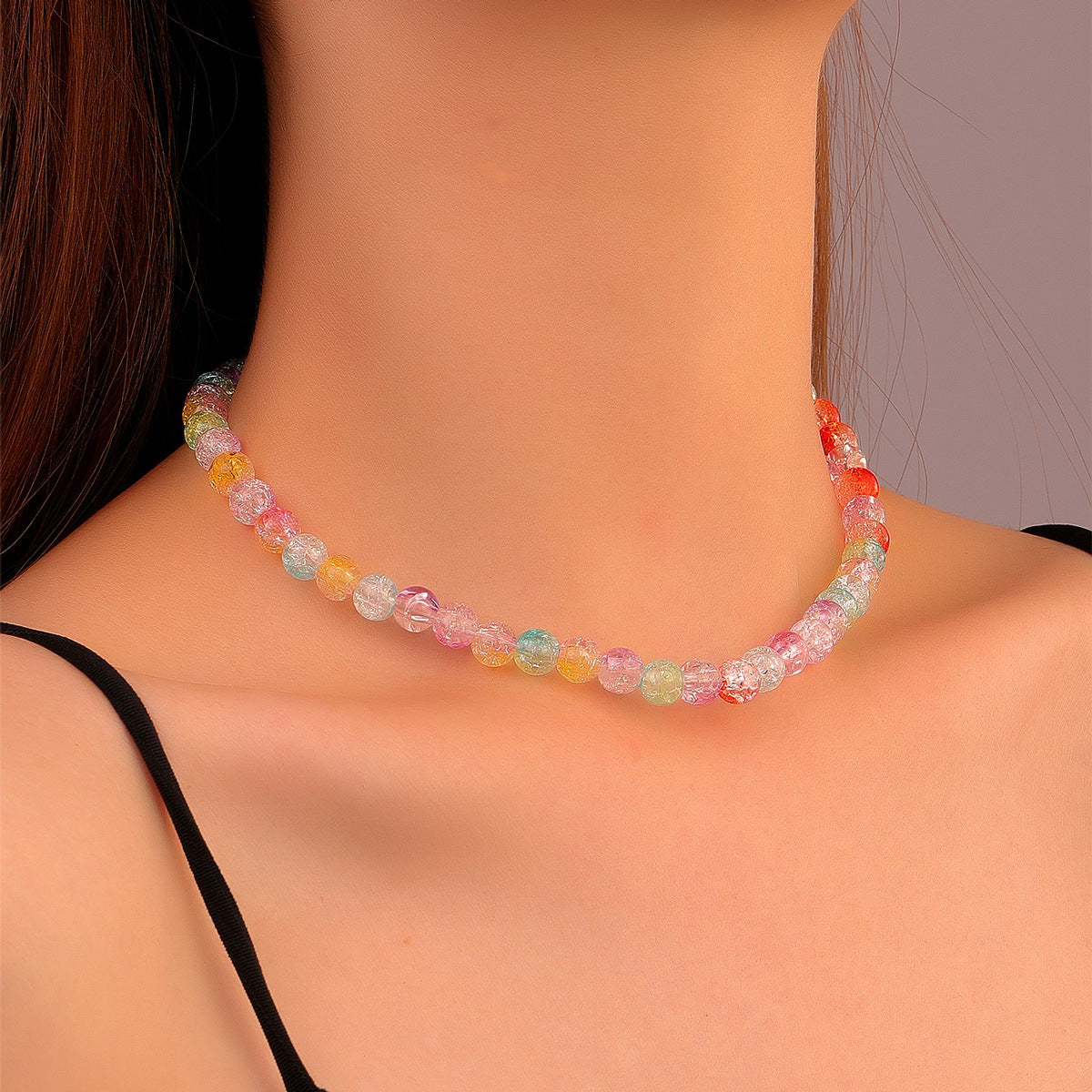 Collar bohemio de cuentas multicolores para mujer