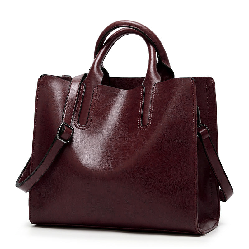 Women Simple Portable Square Leather Handbag