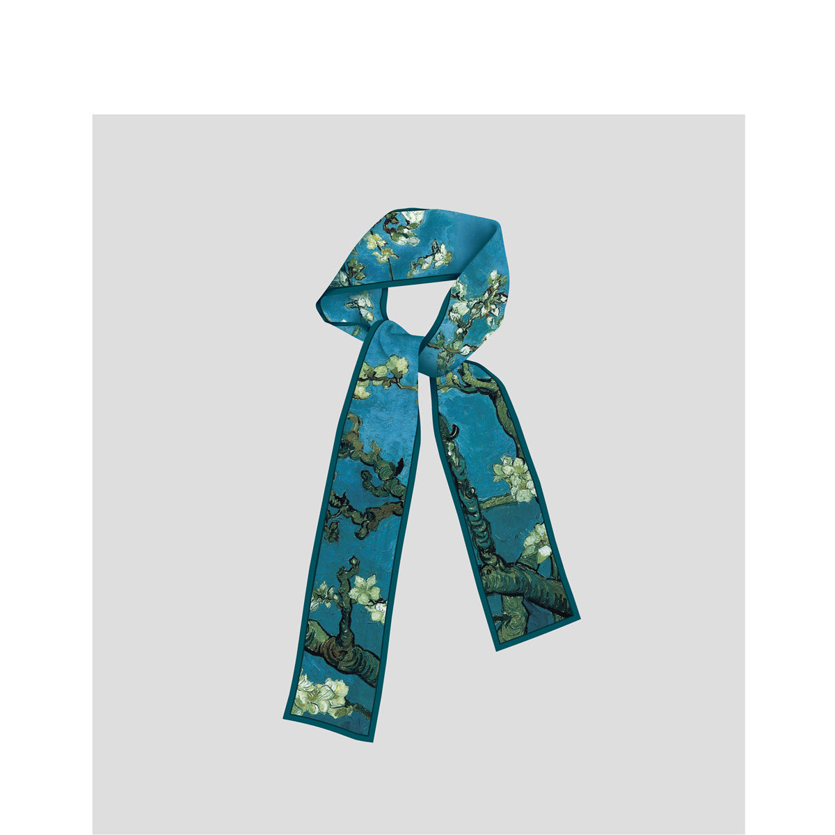Bufanda de seda estampada con pintura al óleo de Van Gogh de moda para mujer
