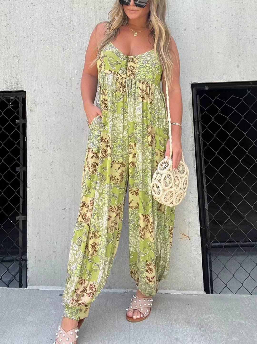 Combinaison florale taille haute pour femme grande taille