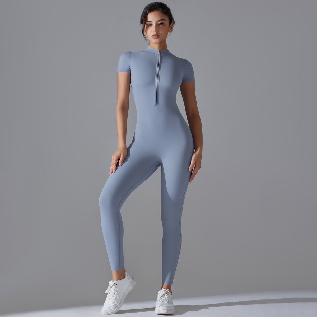 Breathable Women Fashion Casual Zipper Yoga Jumpsuit