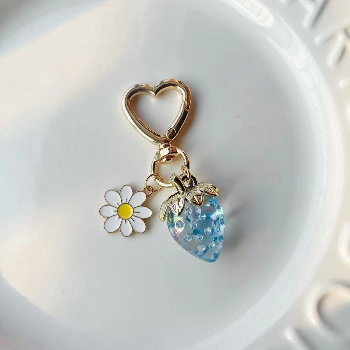 Cute Strawberry Heart-Shaped Key Chain Pendant