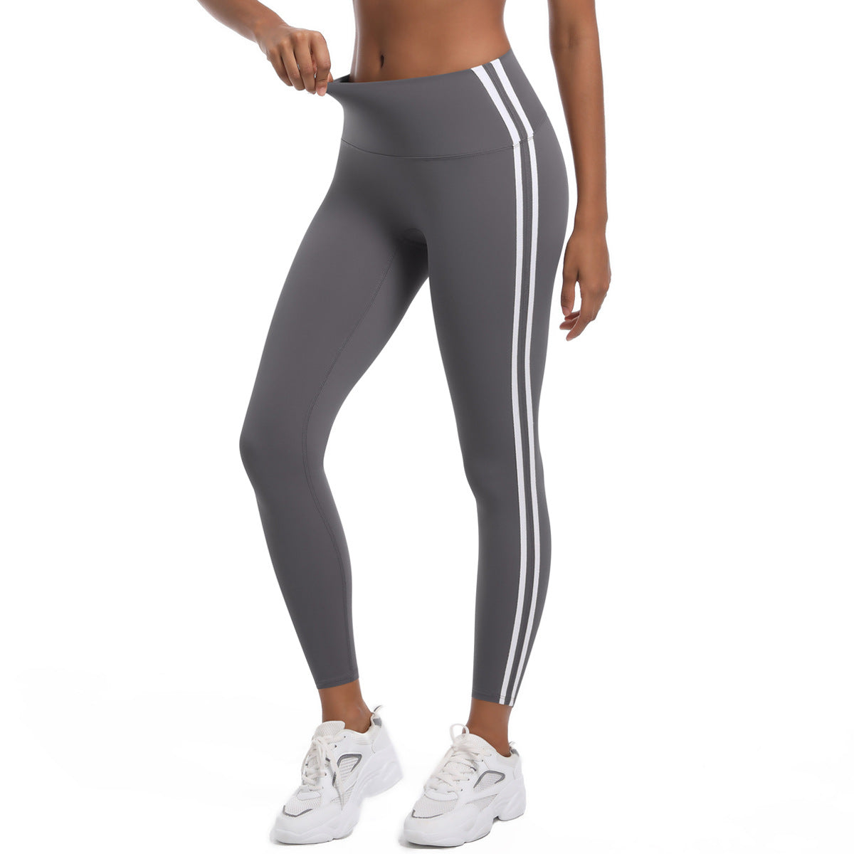 Leggings de sport taille haute à rayures pour femmes