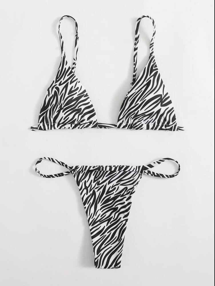 Ensemble de maillot de bain bikini sexy à rayures pour femme, mode été