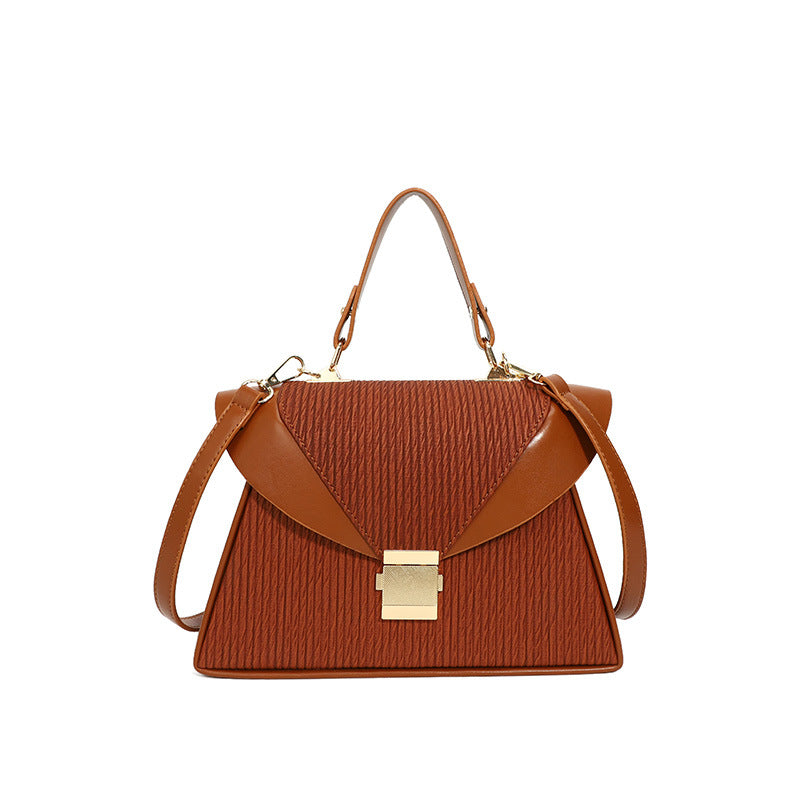 Fashion Stitching Contrast Clamping Handbag - PU Small Square Bag
