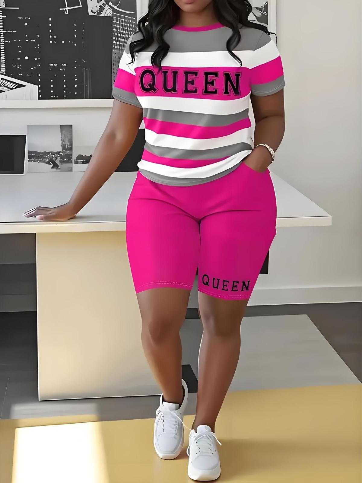Women Casual Printed Two-Piece Short-Sleeve T-Shirt Set