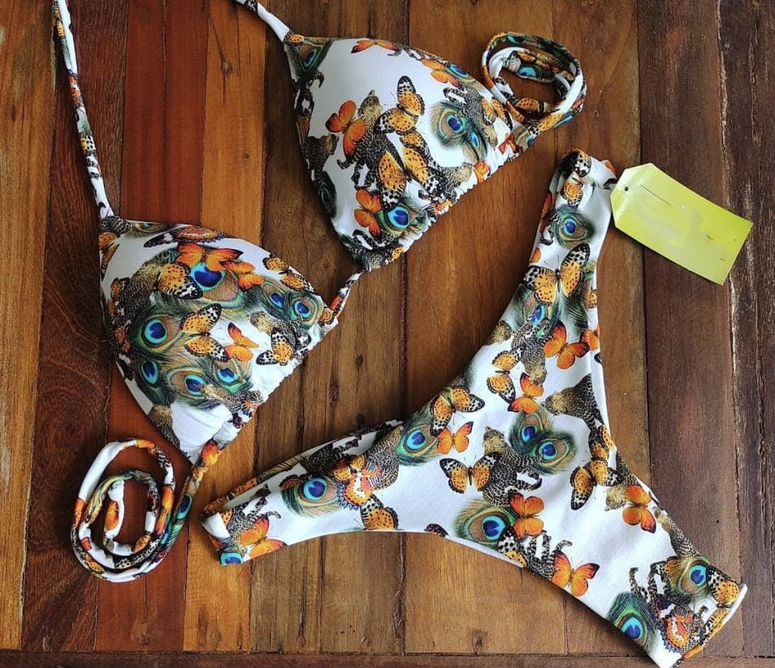 Bikini sexy con cuello halter y estampado multicolor para mujer