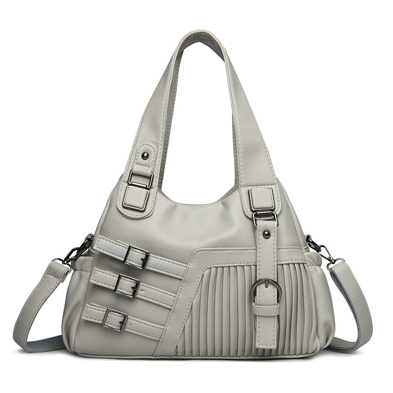 Sac à main en PU de grande capacité, décontracté et tendance, couleur unie, pour femmes