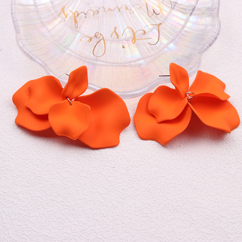 Bohemian Solid Color Petal Tassel Acrylic Earrings