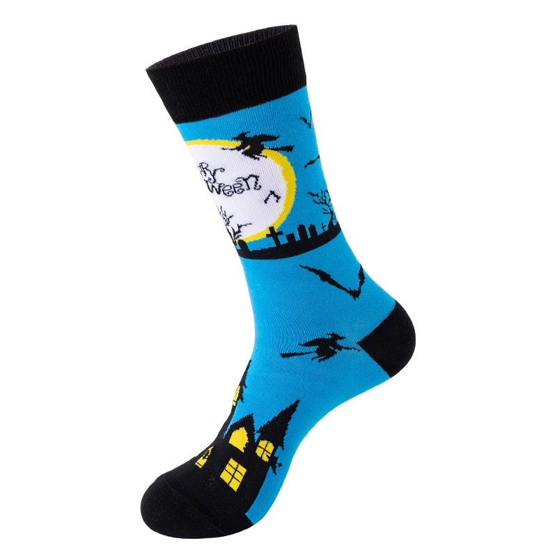 Women Fashion Cotton Halloween Skull Head Socks