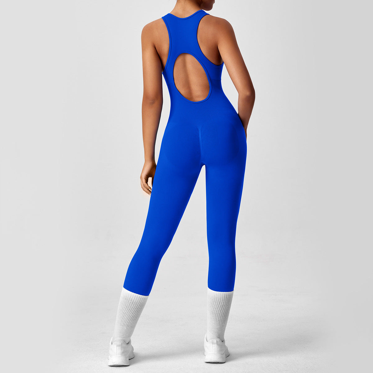 Women's Yoga Solid Color Hollow Out Sleeveless Jumpsuit