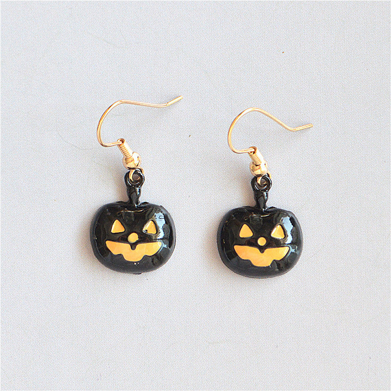 Pendientes de sombrero con forma de calavera, calabaza, gato y fantasma de Halloween para mujer