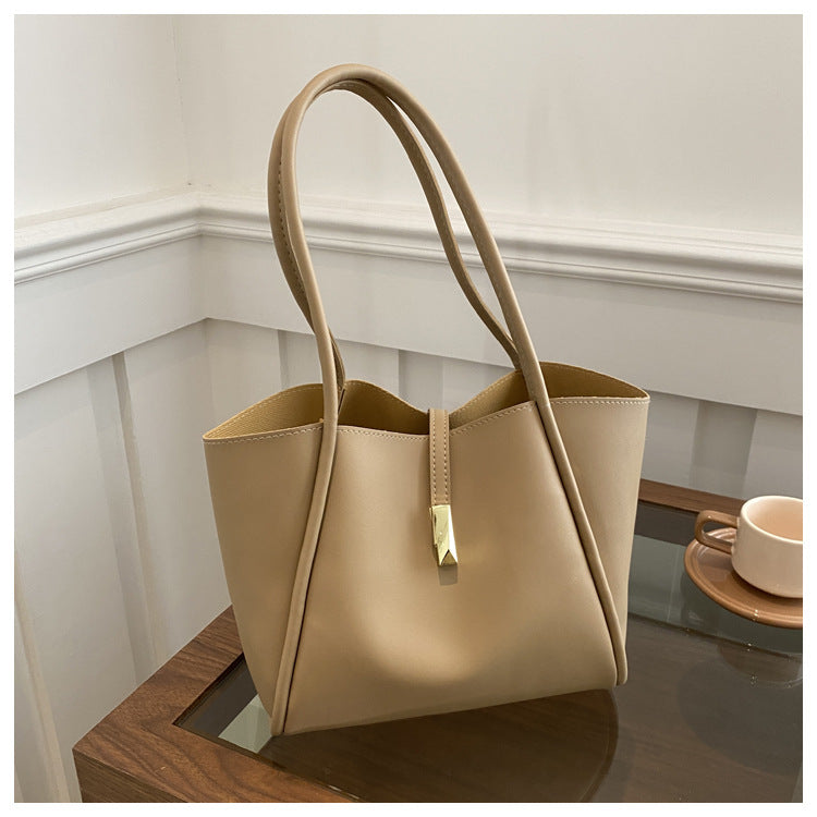 Sac fourre-tout décontracté de grande capacité pour femme, couleur unie
