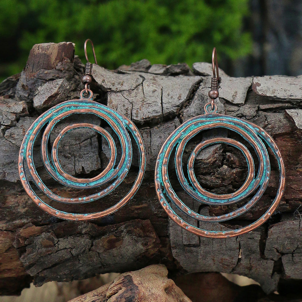 Boucles d'oreilles rétro turquoise de style ethnique bohème