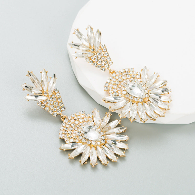Bohemian Exaggerated Alloy Rhinestone Earrings