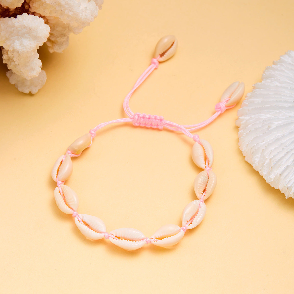 Women Fashion Casual Vacation Beach Shell Woven Bracelet
