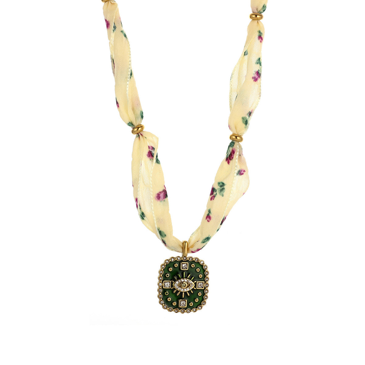 Collar con colgante de bufanda de seda con aceite multicolor a la moda para mujer
