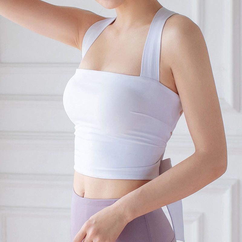 Haut de yoga dos nu sexy et tendance pour femmes, couleur unie