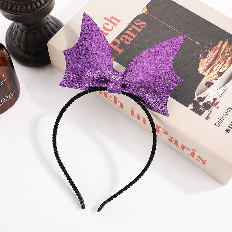 Bandeau de chauve-souris imitation paillettes d'Halloween en cuir PU